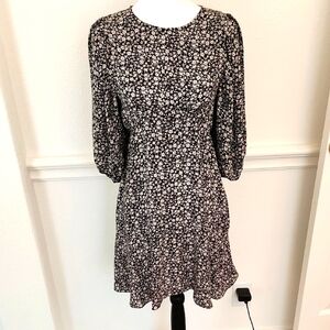 Good Luck‎ Gem Black and White Floral Long Sleeve Dress Small